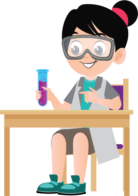 Asian Child Doing a Science Experiment Illustration
